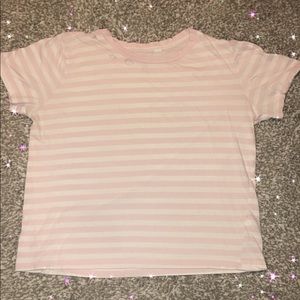 ✨light pink holed crop top with white stripes✨